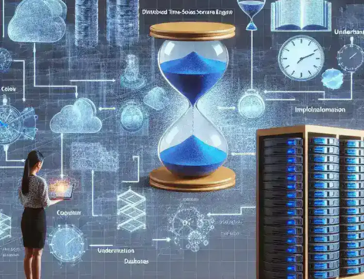 "Diagram illustrating the architecture of distributed time-series storage engines, showcasing key components, data flow, and benefits in managing large-scale time-series data efficiently."